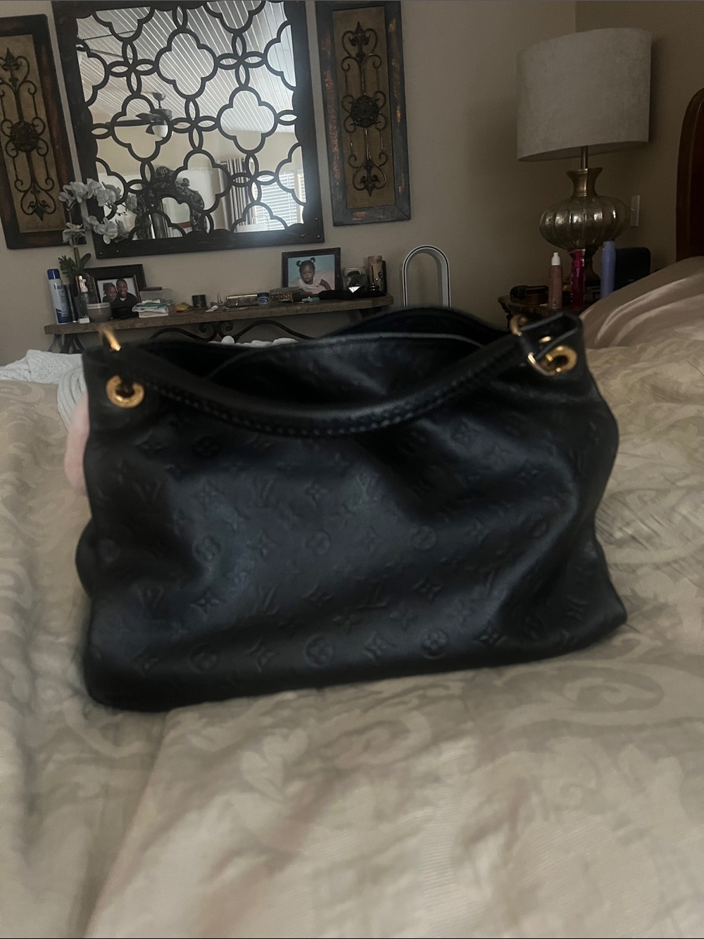 Louis Vuitton Black Monogram Empreinte Artsy Hobo with Gold Hardware